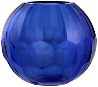 Casa Padrino Glas Vase / Blumenvase Blau Ø 19 x H. 16 cm - Luxus Wohnzimmer Deko