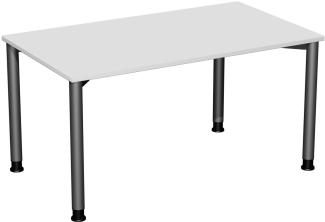 Schreibtisch '4 Fuß Flex' höhenverstellbar, 140x80cm, Lichtgrau / Anthrazit