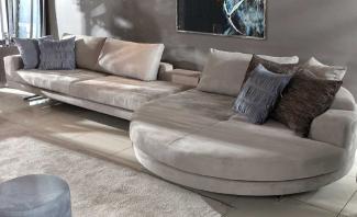 Casa Padrino Luxus Ecksofa Grau / Silber 430 x 100 x H. 65 cm - Wohnzimmer Sofa - Wohnzimmer Möbel - Luxus Möbel - Luxus Wohnzimmer Einrichtung