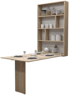 Mirjan24 Wandtisch Albi, Wandklapptisch mit 2 Regalen, V-Tisch, Esstisch, Tisch ideal für Esszimmer, Küche, Klapptisch, Bartisch (Sonoma)