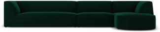 Micadoni 6-Sitzer Samtstoff Modular Ecke rechts Sofa Ruby | Bezug Bottle Green | Beinfarbe Black Plastic