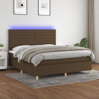 Boxspringbett mit Matratze & LED Dunkelbraun 180x200 cm Stoff (Farbe: Braun)