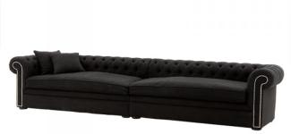 Riesiges Chesterfield Luxus Sofa Schwarz Leinen 380cm Länge