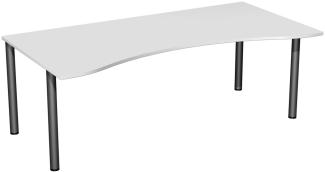 Schreibtisch '4 Fuß Flex', feste Höhe 200x100cm, Lichtgrau / Anthrazit