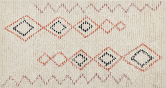 Teppich Baumwolle beige 80 x 150 cm geometrisches Muster GUWAHATI