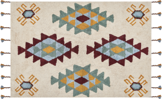 Teppich Baumwolle mehrfarbig 160 x 230 cm geometrisches Muster DUZCE