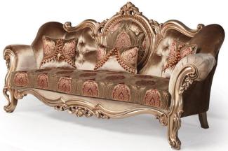 Casa Padrino Luxus Barock Sofa Bronze / Braun / Bordeauxrot 233 x 89 x H. 115 cm