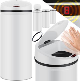 KESSER® Automatik Sensor Mülleimer Abfalleimer Abfall EDELSTAHL Papierkorb 56 Liter, 56 Liter Weiß