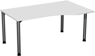 PC-Schreibtisch rechts, höhenverstellbar, 160x100cm, Lichtgrau / Anthrazit