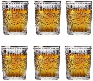 Trinkgläser Set 270ml 6 Gläser Glas Wasser Limonade Vintage Cognac Whiskey Retro Cocktail