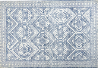 Teppich blau weiß 160 x 230 cm geometrisches Muster KAWAS