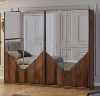 Casa Padrino Luxus Schlafzimmerschrank Braun 260 x 68 x H. 220 cm - Moderner Massivholz Kleiderschrank mit 2 Schiebetüren - Luxus Schlafzimmer Möbel