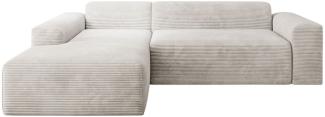Juskys Sofa Vals Links mit PESO Stoff - L-Form Couch für Wohnzimmer - Ecksofa modern, bequem, klein - Eckcouch Sitzer - Cordsofa Beige