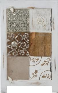Kommode Santosh 40 x 32 x 70 cm Tannen-Holz Weiß mit Fachboden und Türfrontdekor