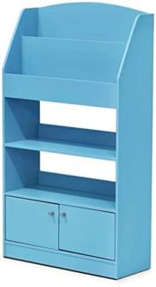 Furinno Magazin/Bücherregal mit Spielzeugschrank für Kinder, holz, Hellblau, 24 x 24 x 110. 01 cm