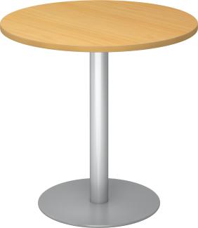 bümö® Besprechungstisch STF, Tischplatte rund 80 x 80 cm in Buche, Gestell in silber