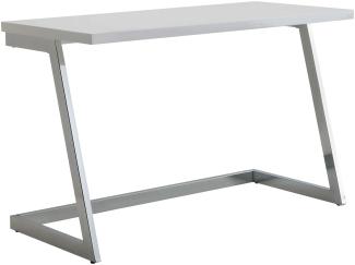 KADIMA DESIGN Moderator Schreibtisch SARNOT - Vielseitiger kleiner Schreibtisch mit Hochglanz-Design, stabilem Metallgestell und barrierefreier Arbeitsfläche. Farbe: Silber