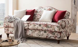 Sofa 3-Sitzer Elita in creme Landhaus Blumen 200 cm