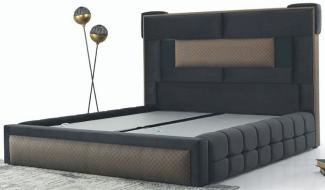 Casa Padrino Luxus Doppelbett Grau / Braun - Modernes Massivholz Bett - Moderne Schlafzimmer & Hotel Möbel - Luxus Kollektion