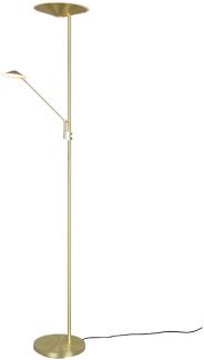 LED Deckenfluter BRANTFORD Messing schwenkbar mit Lesearm, Höhe 180cm