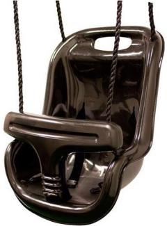 NORDIC PLAY Babyschaukel mit hoher Rückenlehne aus extra starkem Kunststoff schwarz mit schwarzem Seil (805-469)