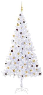 vidaXL Künstlicher Weihnachtsbaum mit LEDs & Schmuck 210 cm 910 Zweige, Mit Beleuchtung [3077495]