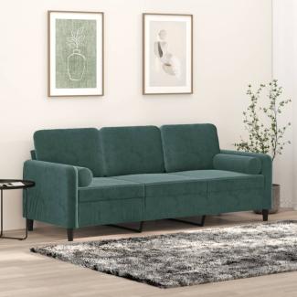vidaXL 3-Sitzer-Sofa mit Zierkissen Dunkelgrün 180 cm Samt