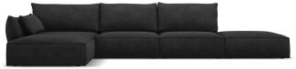 Micadoni 5-Sitzer Ecke links Sofa Kaelle | Bezug Black | Beinfarbe Black Plastic