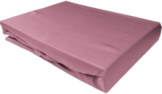 Bettwaesche-mit-Stil Mako-Satin Spannbettlaken rosa 120x200cm Höhe 5-10cm