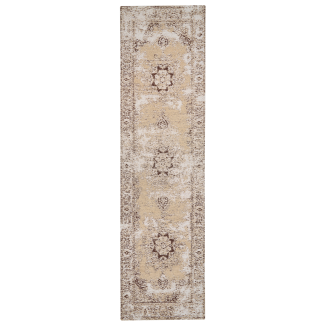 Teppich Baumwolle beige-braun 80 x 300 cm orientalisches Muster Kurzflor ALMUS