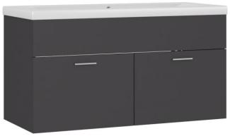 vidaXL Waschbeckenunterschrank mit Einbaubecken Grau Spanplatte [3070840]