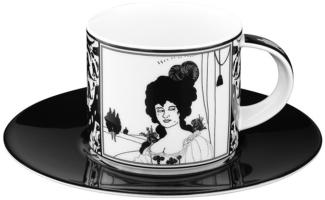 Handgearbeitete Kaffeetasse aus Porzellan mit einem Motiv von Audrey Beardsley Portrait 0,21 Ltr. - feinste Qualität aus der Tettau Porzellanfabrik - wunderschöne Tasse