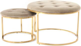 Hocker Becky 825 2er-Set Taupe / Gold