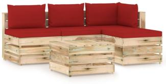 5-tlg. Garten-Lounge-Set Keanu mit Kissen Grün Imprägniertes Holz