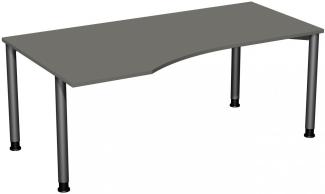 PC-Schreibtisch '4 Fuß Flex' links, höhenverstellbar, 180x100cm, Graphit / Anthrazit