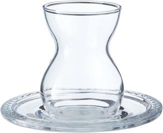 Pasabahce Bekata 12-Teilig Türkische Teegläser-Set mit Untertassen 12 ml Cay Bardagi Teeglas transparent