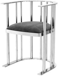 Casa Padrino Designer Stuhl mit Armlehnen Silber / Dunkelgrau 54,5 x 53 x H. 68 cm - Designermöbel