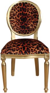 Casa Padrino Barock Luxus Esszimmer Stuhl Leopard / Gold - Designer Stuhl - Hotel & Restaurant Möbel - Luxus Qualität