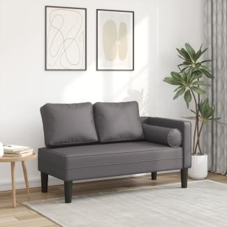 vidaXL Chaiselongue mit Kissen Grau Kunstleder, 116,5 x 62 x 57,5 cm