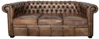 Casa Padrino Luxus Chesterfield Büffelleder Sofa Vintage Braun 192 x 92 x H. 73 cm
