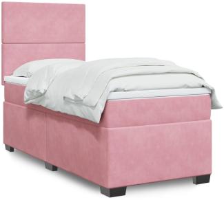 vidaXL Boxspringbett mit Matratze Rosa 100x200 cm Samt 3293133