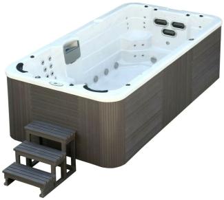 XXL Luxus Led Swim Spa 445x230 SET Whirlpool+Gegenstromanlage Outdoor Schwimmbad