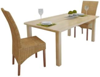 vidaXL Esszimmerstühle 2 Stk. Braun Natur Rattan [243236]