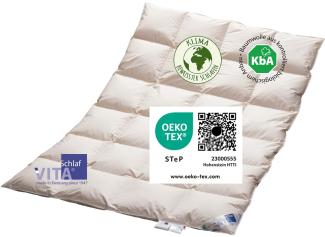 Vitaschlaf® Bio-Luxe-KBA Deutsche Gutshofdaune W4 - MEDIUM GANZJAHRESDECKE Organic 100% Nature Daunendecke Deutsche Qualität (220 x 240 cm)