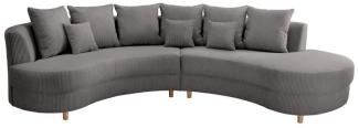 Big Sofa Limona von Benformato Cord Bezug ohne Hocker Grau & rechts