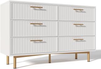 Merax Schubladenkommode Kommode mit 6 Schubladen, Weiß Sideboard Highboard für Schlafzimmer & alle Wohnräume , Weiß -H75/B120/T40 cm