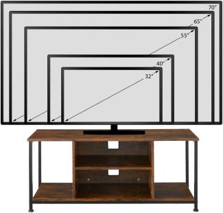 TV-Regal mit 4 offenen Fächern und verstellbarem Einlegeboden - 110 cm, Industrial dunkelbraun
