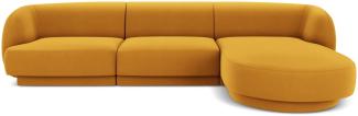 Micadoni 4-Sitzer Samtstoff Ecke rechts Sofa Miley | Bezug Yellow | Beinfarbe Black Plastic