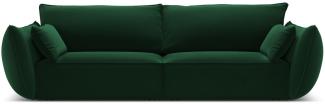Micadoni 3-Sitzer Sofa Kaelle | Bezug Bottle Green | Beinfarbe Black Plastic