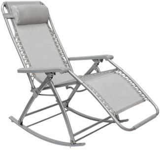 AMANKA Campingstuhl Schaukelliege 178x70cm Schaukelstuhl in Grau Klappbarer Verstellbarer Relaxsessel Liege-Stuhl Stahlrahmen Belastbarkeit max. 120